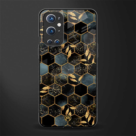 black blue tile marble glass case for oneplus 9 pro image