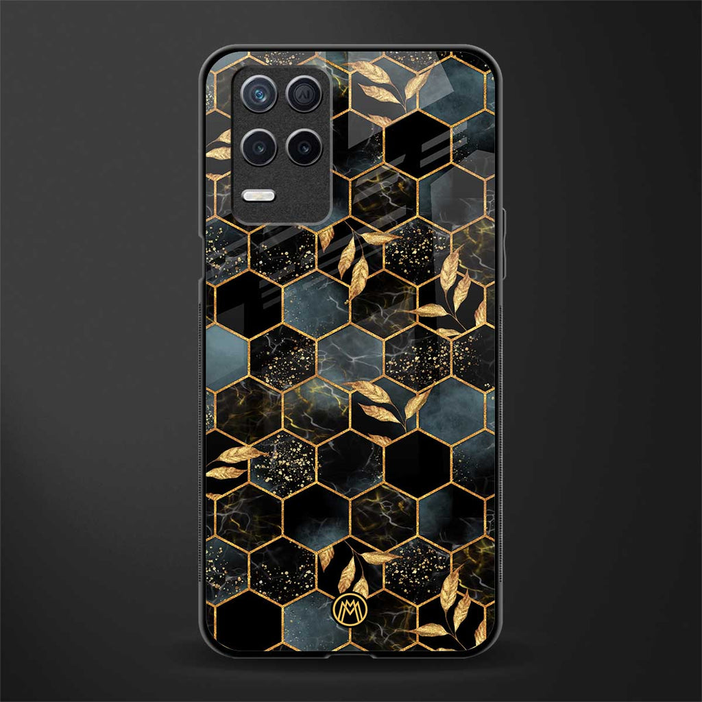 black blue tile marble glass case for realme narzo 30 5g image