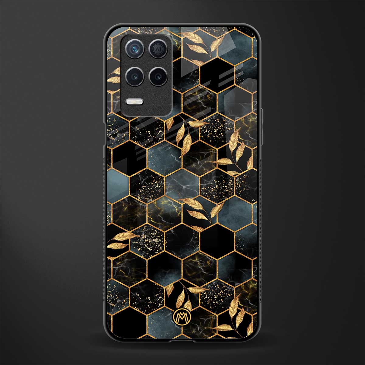 black blue tile marble glass case for realme narzo 30 5g image