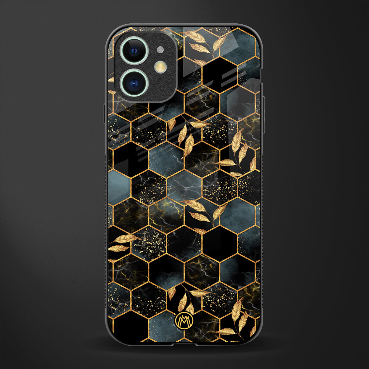 black blue tile marble glass case for iphone 12 image