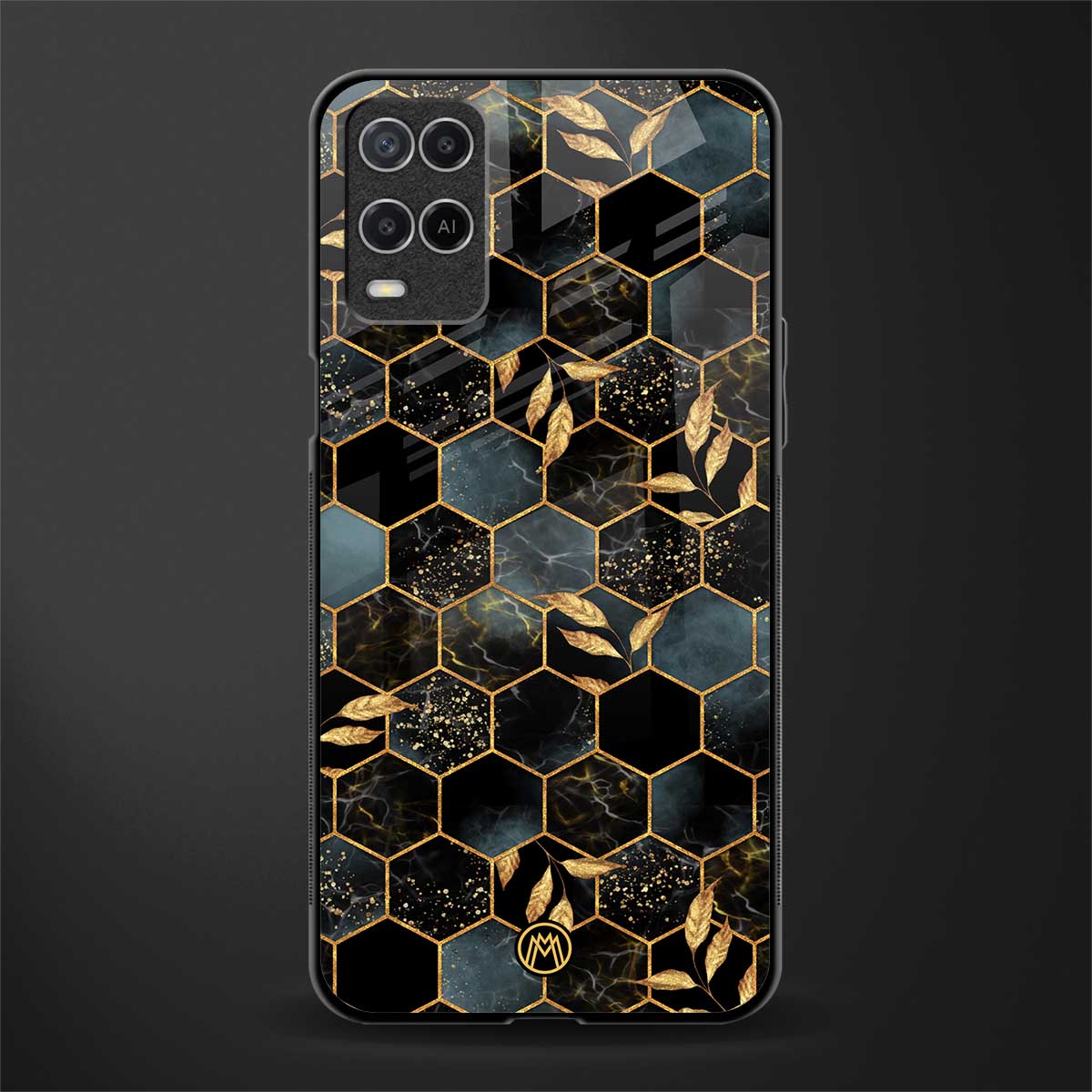 black blue tile marble glass case for oppo a54 image