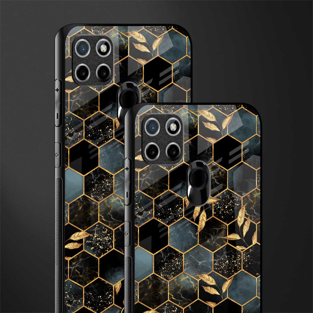 black blue tile marble glass case for realme c21 image-2