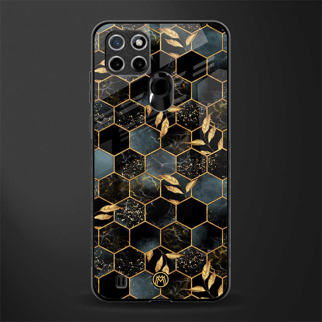 black blue tile marble glass case for realme c21 image