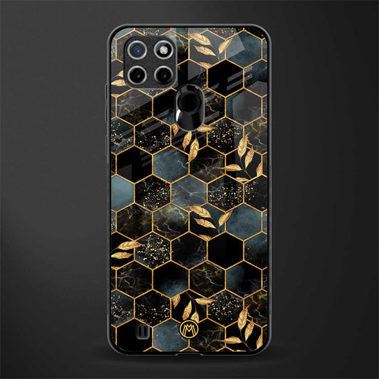 black blue tile marble glass case for realme c21 image