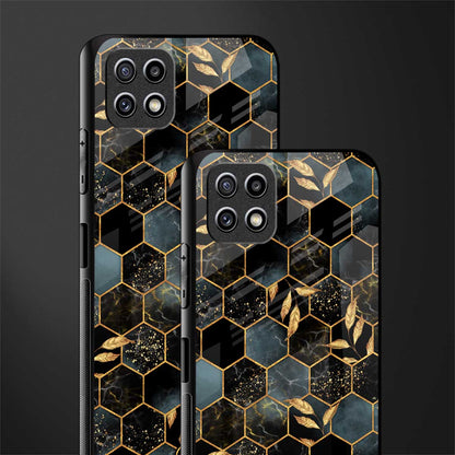 black blue tile marble glass case for samsung galaxy a22 5g image-2