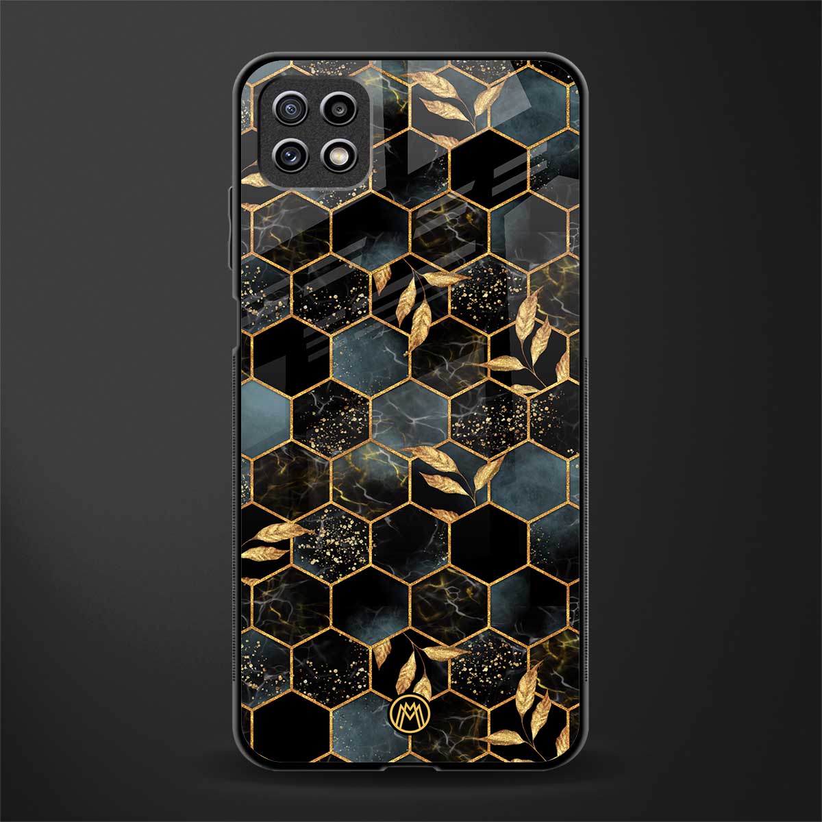 black blue tile marble glass case for samsung galaxy a22 5g image