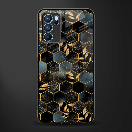 black blue tile marble glass case for oppo reno6 5g image