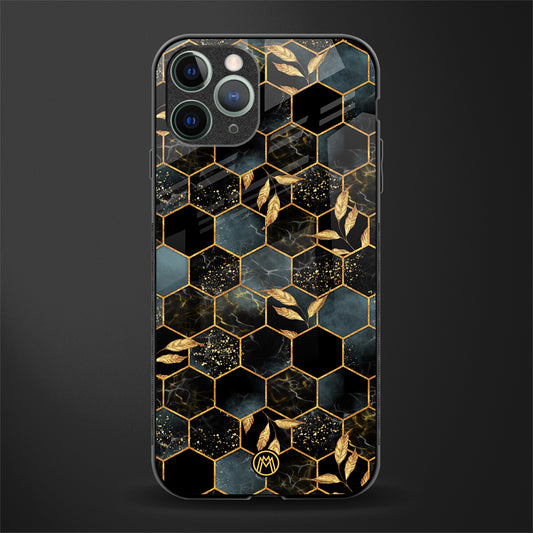 black blue tile marble glass case for iphone 11 pro image