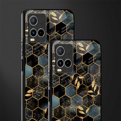 black blue tile marble glass case for vivo y33s vivo y33t image-2