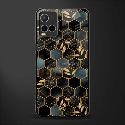 black blue tile marble glass case for vivo y21s image