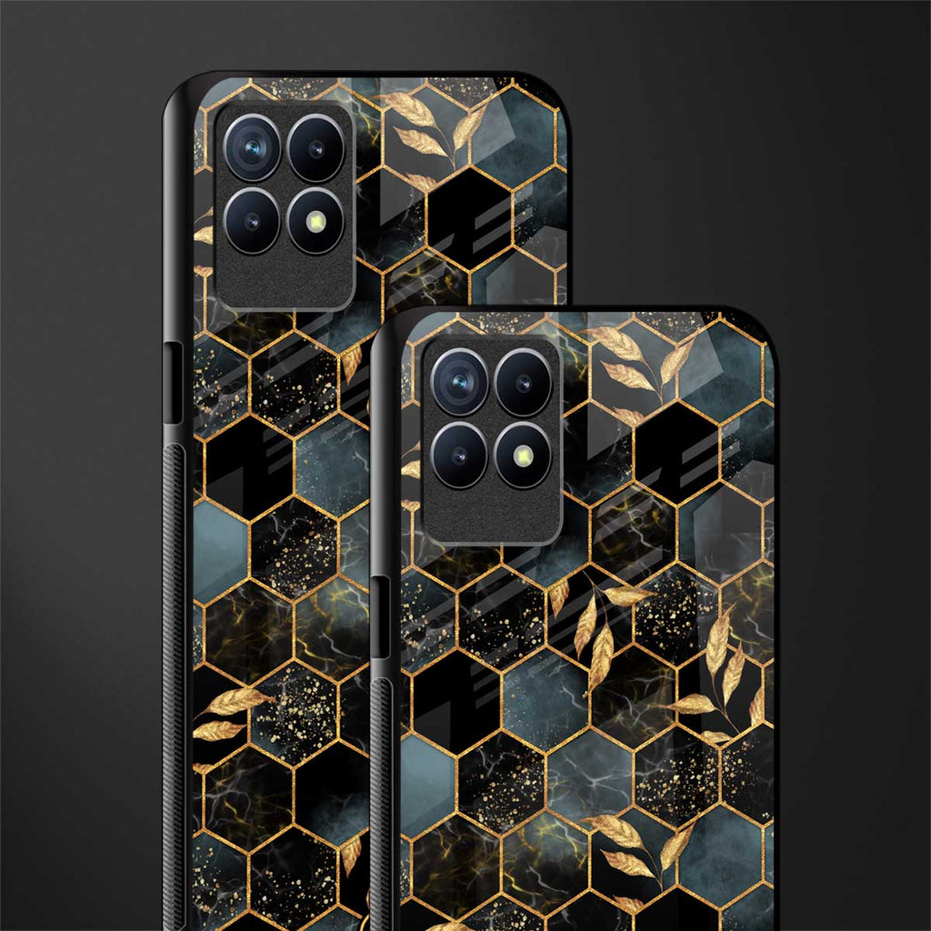 black blue tile marble glass case for realme 8i image-2