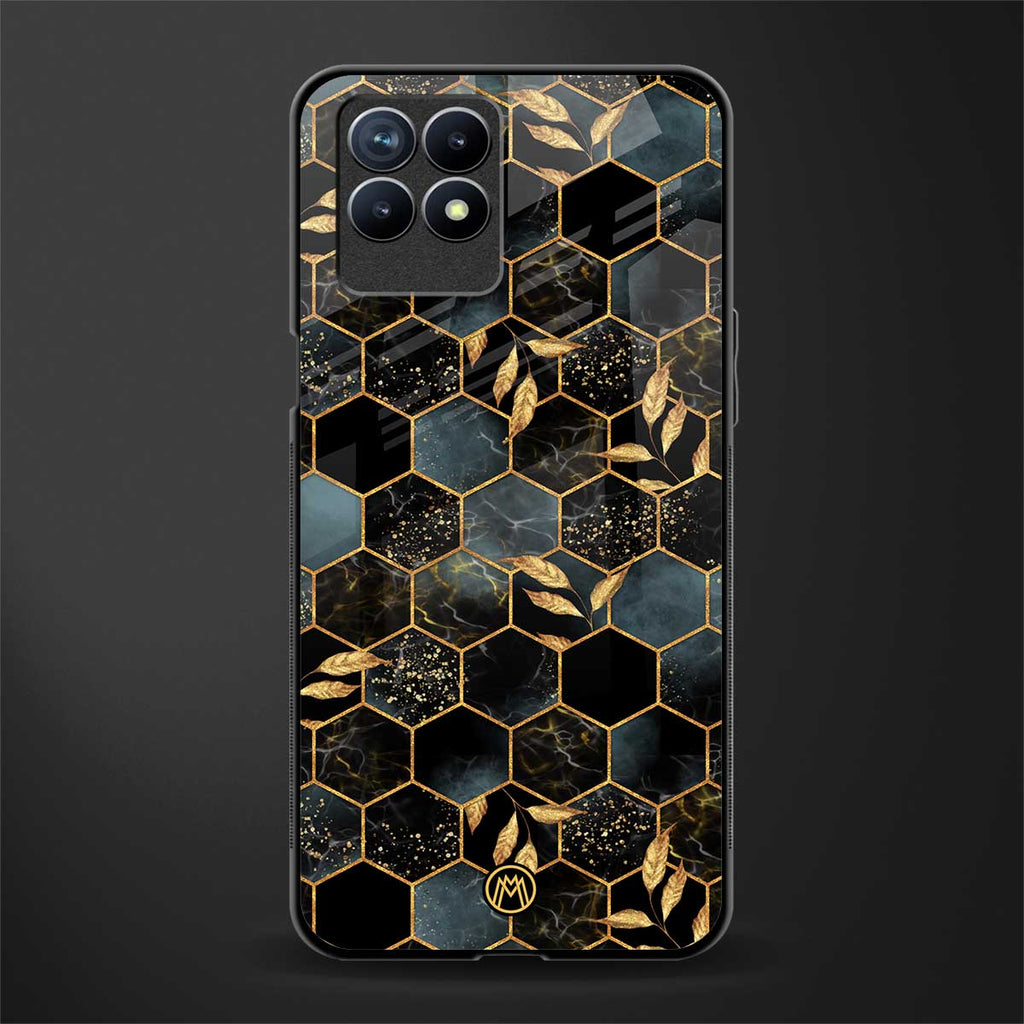 black blue tile marble glass case for realme 8i image