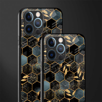 black blue tile marble glass case for iphone 12 pro image-2