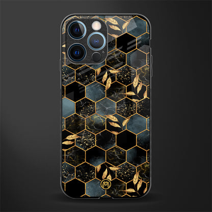 black blue tile marble glass case for iphone 12 pro image