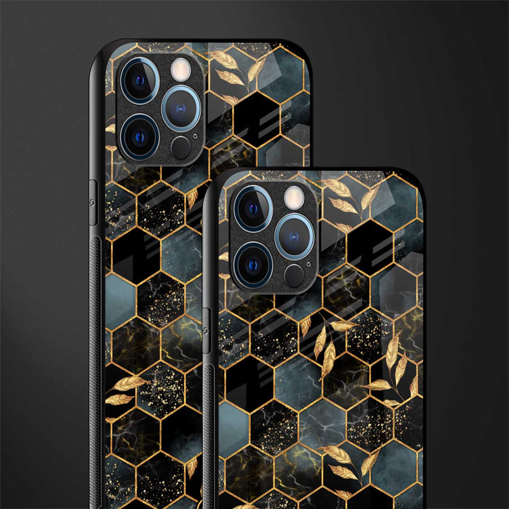 black blue tile marble glass case for iphone 12 pro max image-2