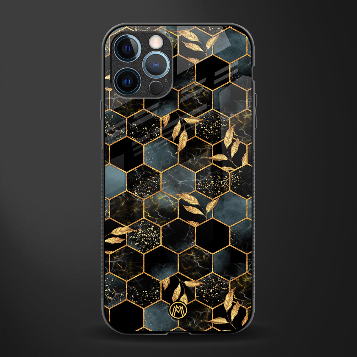 black blue tile marble glass case for iphone 12 pro max image