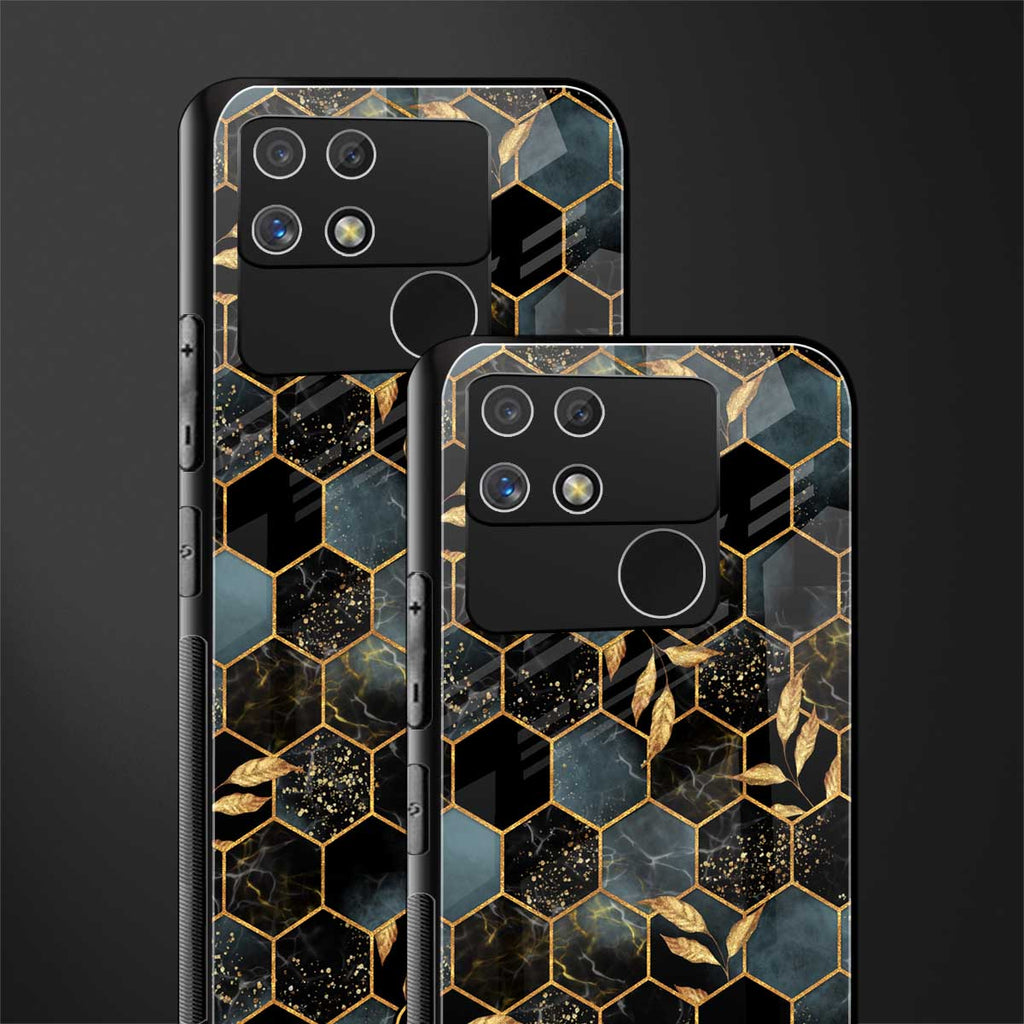 black blue tile marble back phone cover | glass case for realme narzo 50a