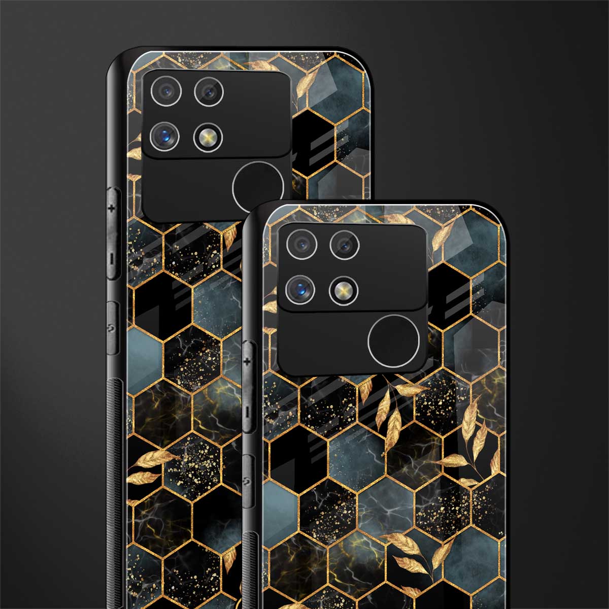 black blue tile marble back phone cover | glass case for realme narzo 50a