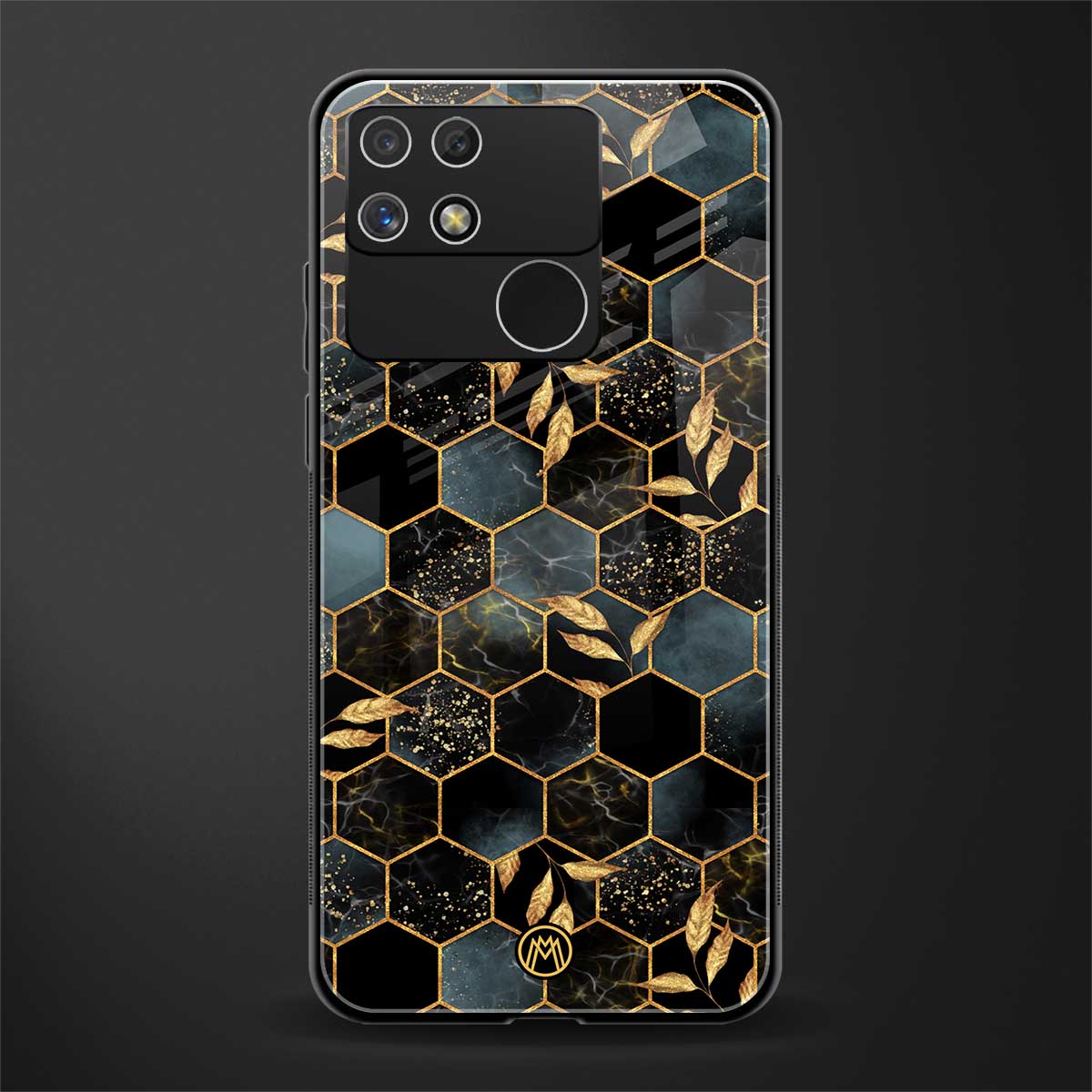 black blue tile marble back phone cover | glass case for realme narzo 50a