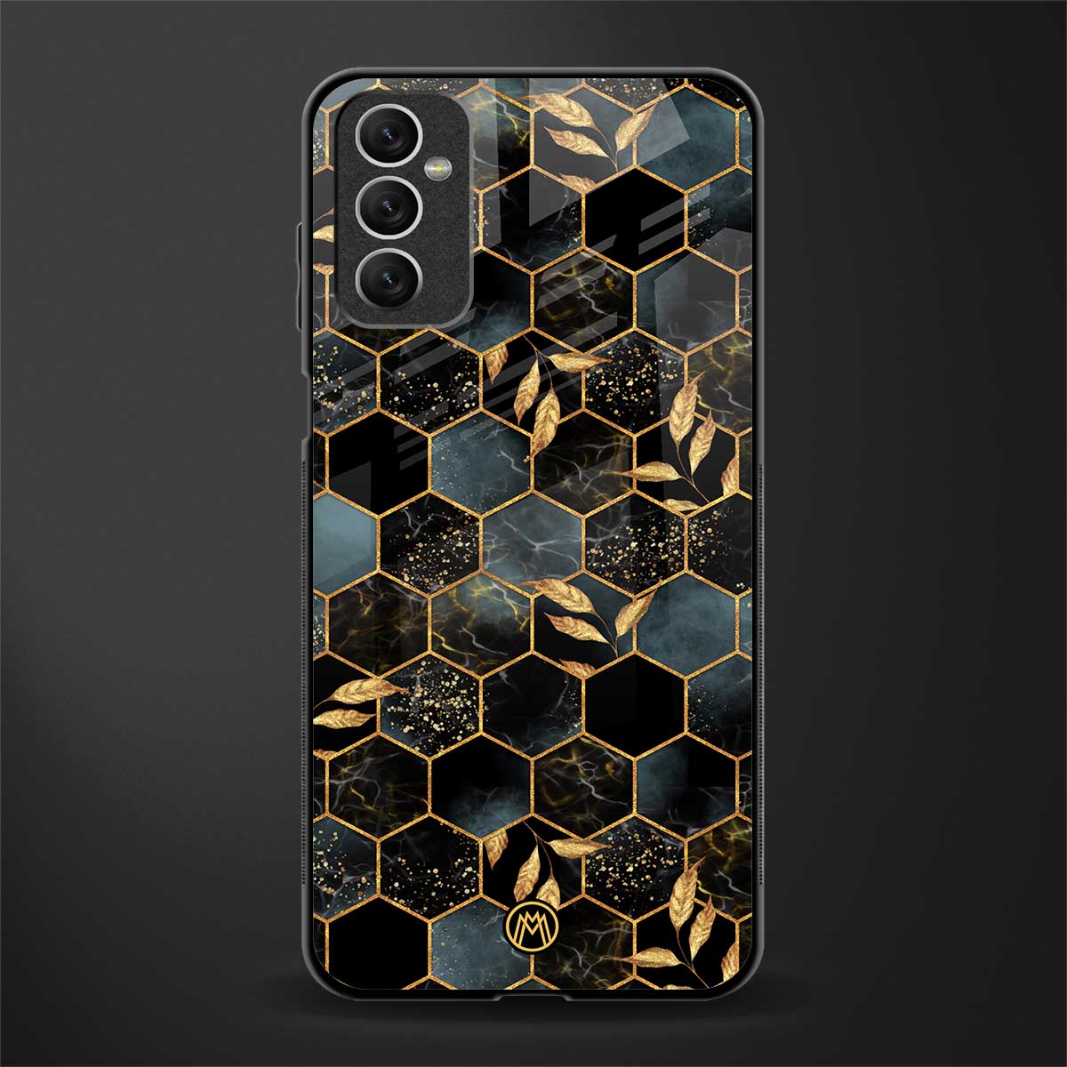 black blue tile marble glass case for samsung galaxy m52 5g image