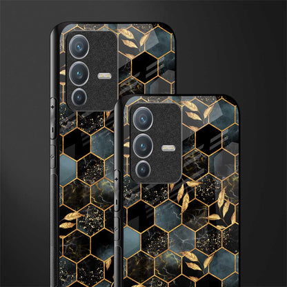 black blue tile marble glass case for vivo v23 pro 5g image-2
