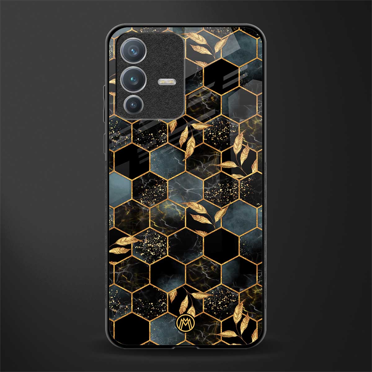 black blue tile marble glass case for vivo v23 pro 5g image