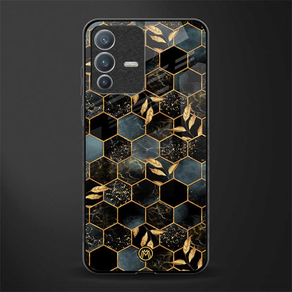 black blue tile marble glass case for vivo v23 pro 5g image