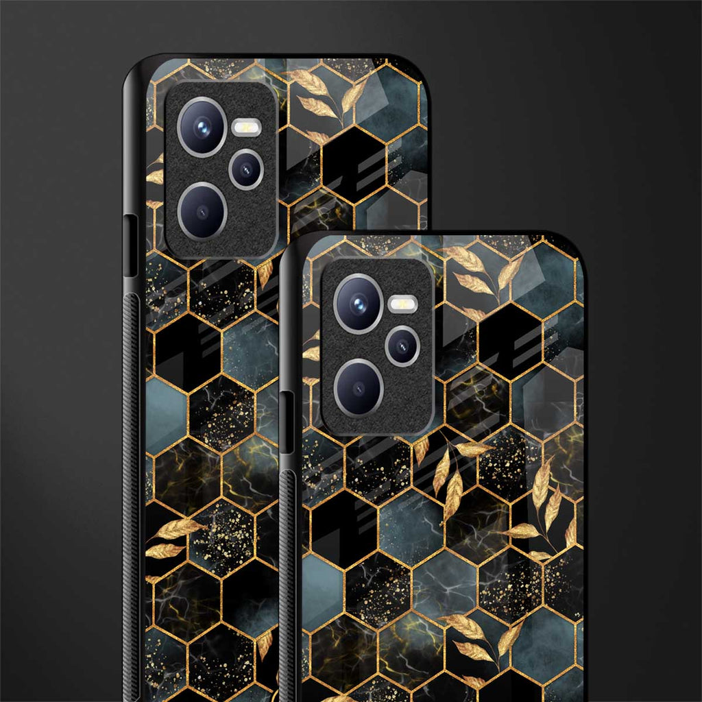 black blue tile marble glass case for realme c35 image-2