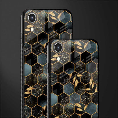 black blue tile marble glass case for iphone xr image-2