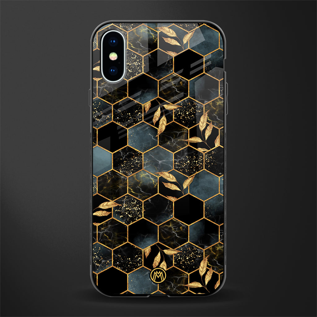 black blue tile marble glass case for iphone xs image