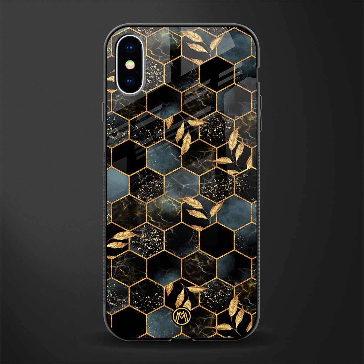 black blue tile marble glass case for iphone xs image
