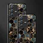 black blue tile marble glass case for vivo v23 5g image-2