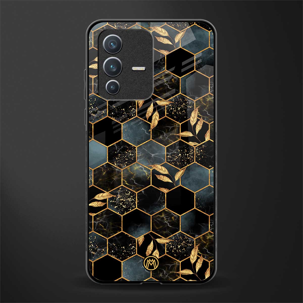 black blue tile marble glass case for vivo v23 5g image