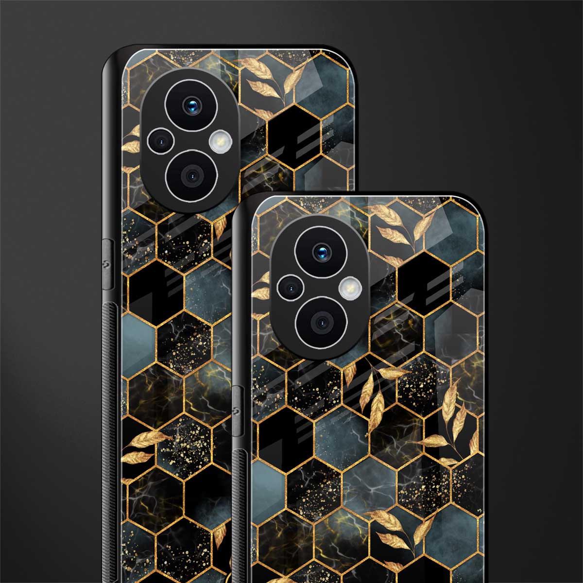 black blue tile marble back phone cover | glass case for oppo f21 pro 5g