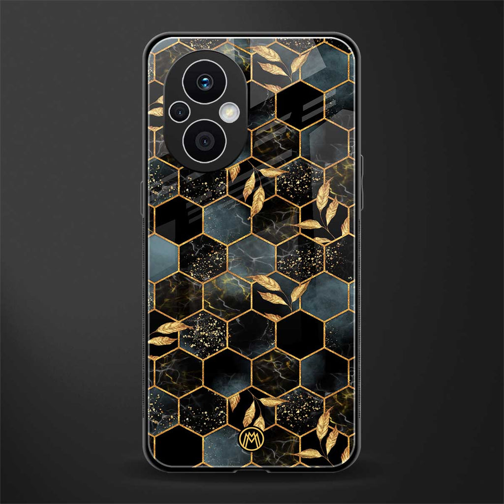 black blue tile marble back phone cover | glass case for oppo f21 pro 5g