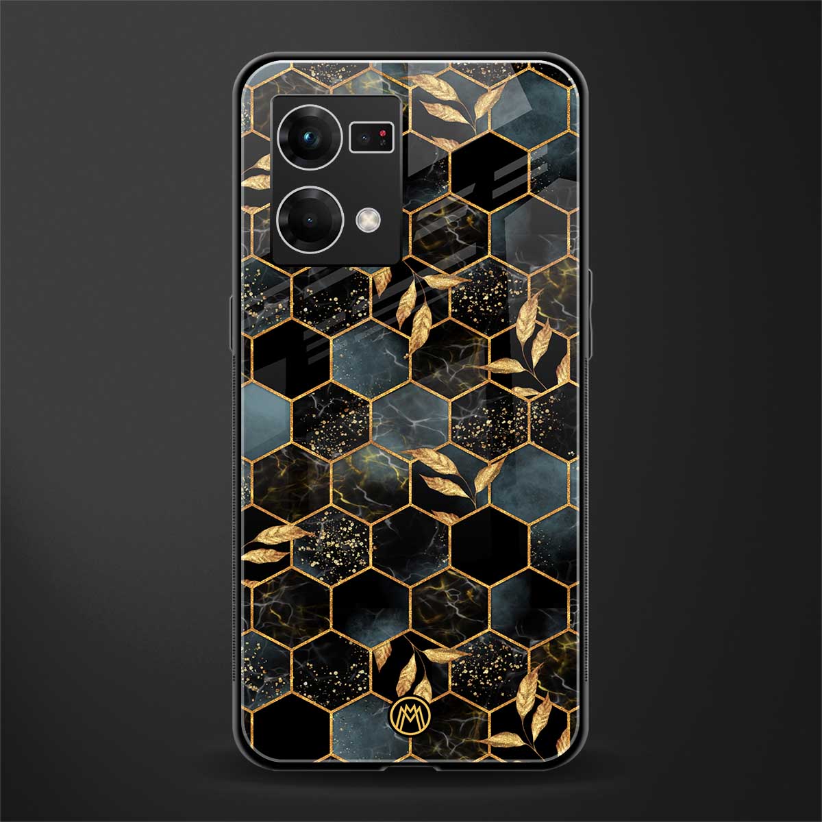 black blue tile marble back phone cover | glass case for oppo f21 pro 4g