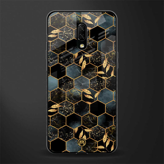 black blue tile marble glass case for oneplus 7 image