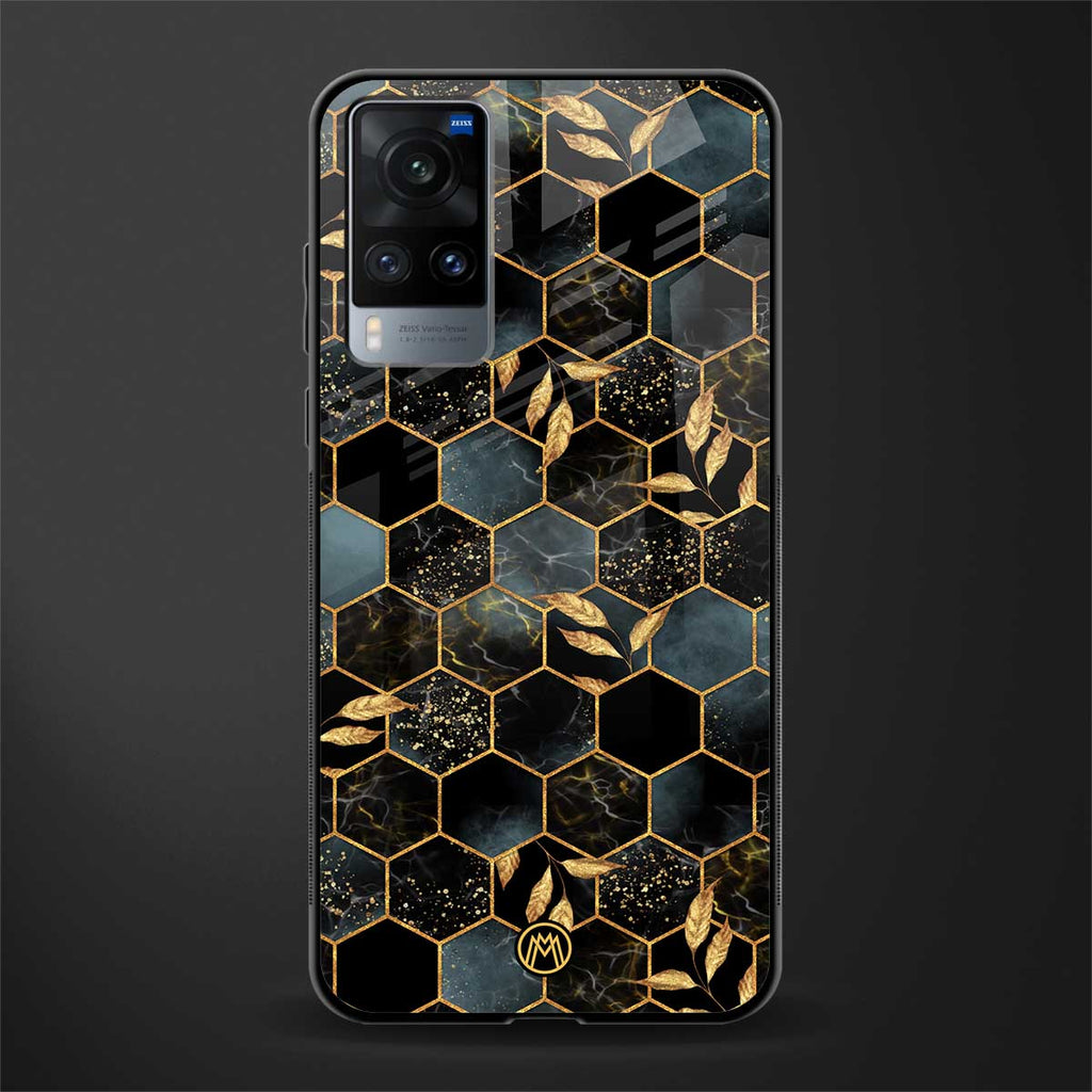 black blue tile marble glass case for vivo x60 image