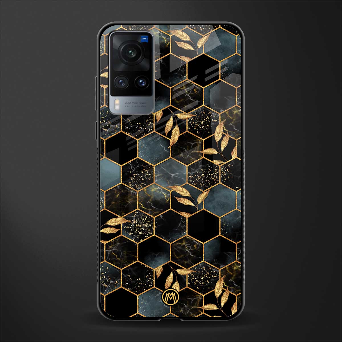 black blue tile marble glass case for vivo x60 image