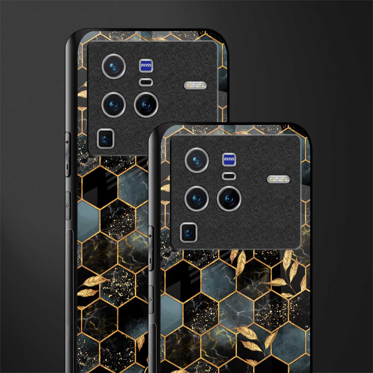 black blue tile marble glass case for vivo x80 pro 5g image-2