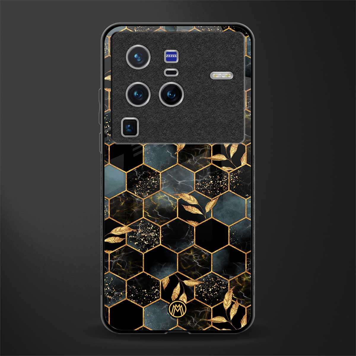 black blue tile marble glass case for vivo x80 pro 5g image