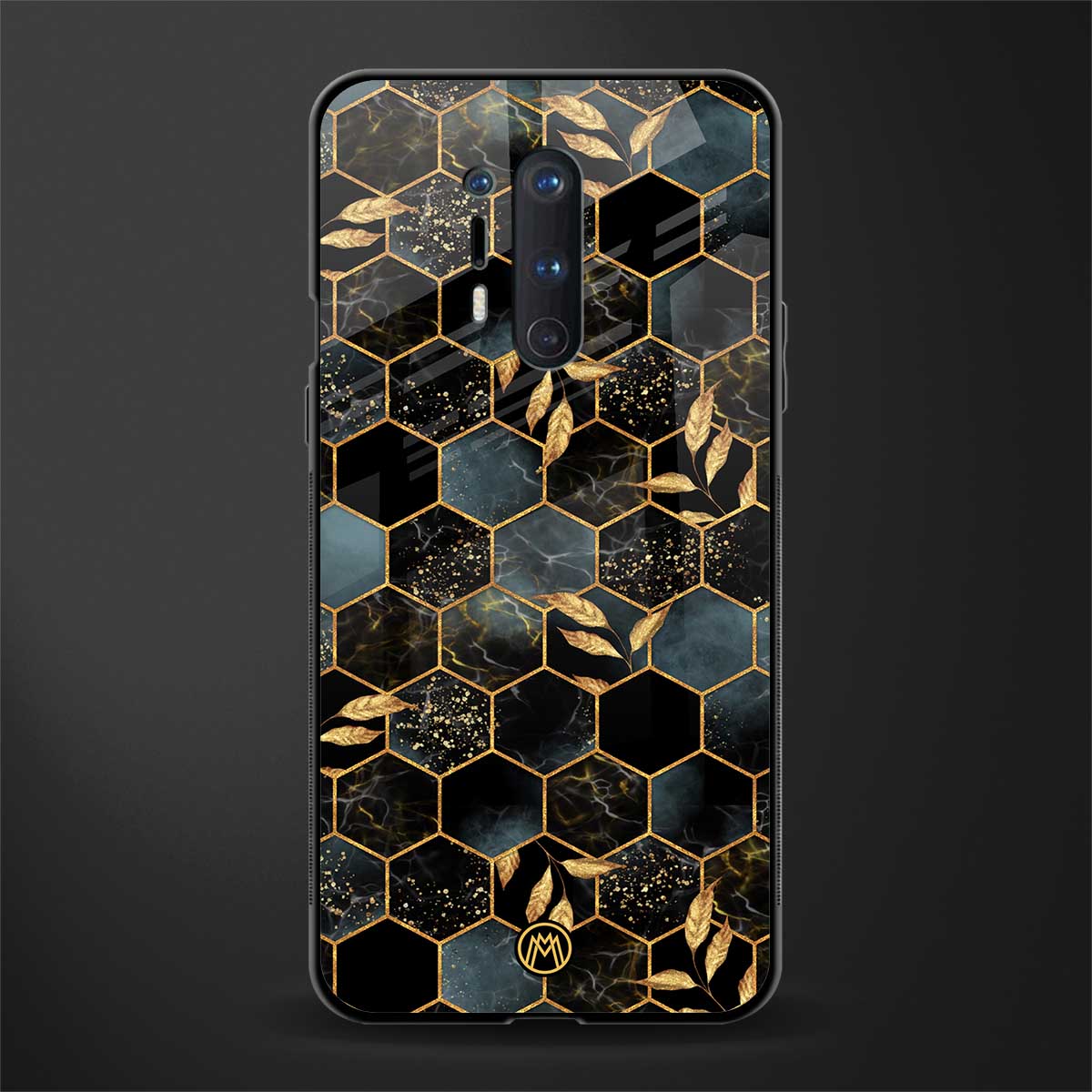 black blue tile marble glass case for oneplus 8 pro image