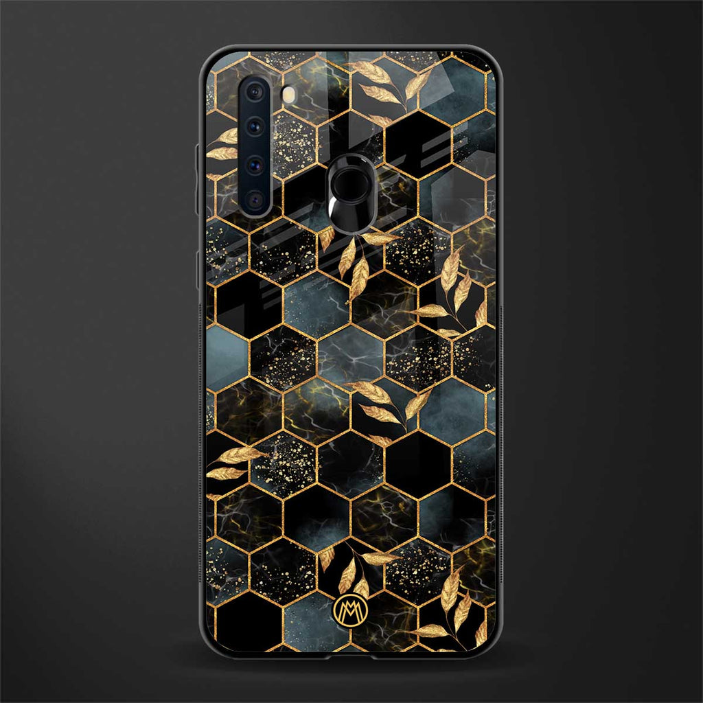 black blue tile marble glass case for samsung a21 image