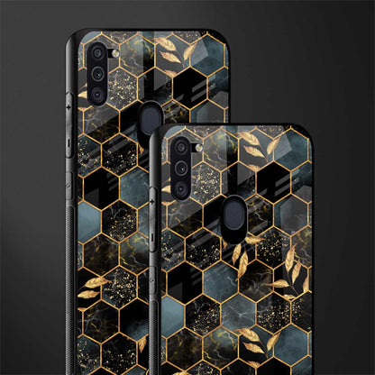 black blue tile marble glass case for samsung galaxy m11 image-2