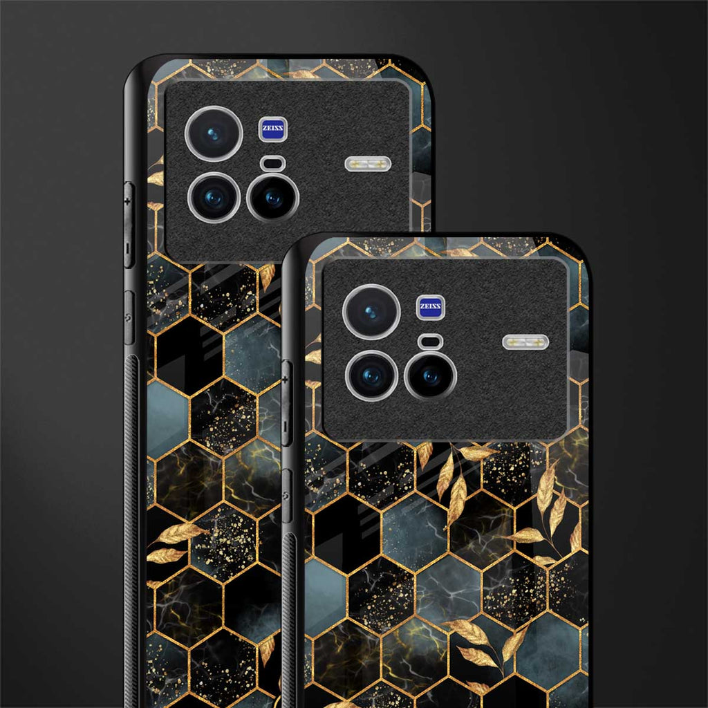 black blue tile marble glass case for vivo x80 image-2