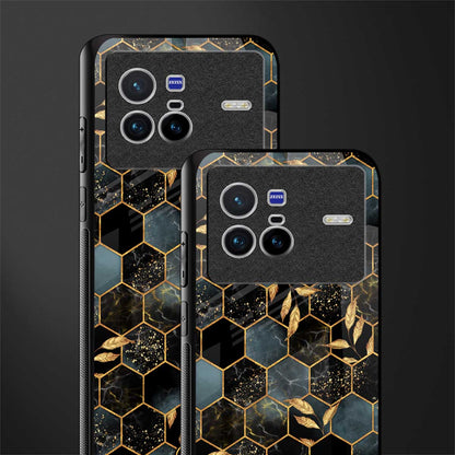 black blue tile marble glass case for vivo x80 image-2