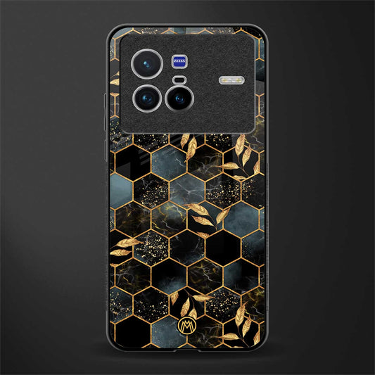 black blue tile marble glass case for vivo x80 image