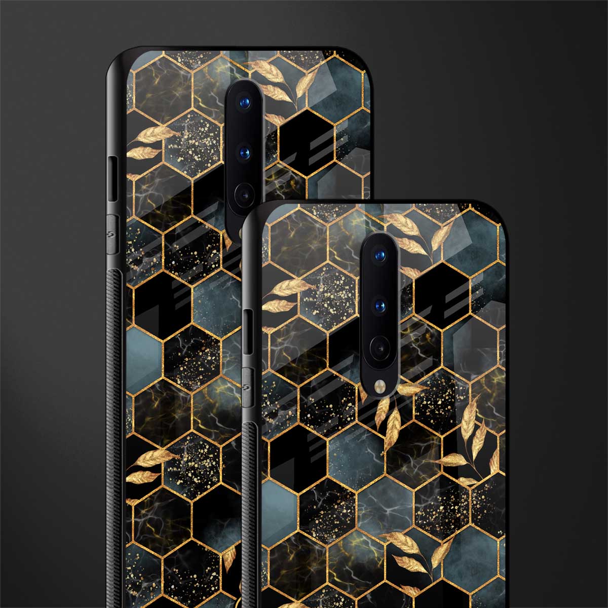 black blue tile marble glass case for oneplus 8 image-2
