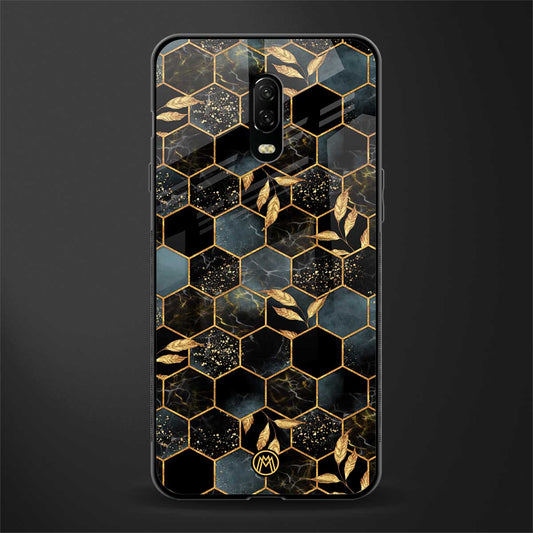black blue tile marble glass case for oneplus 6t image