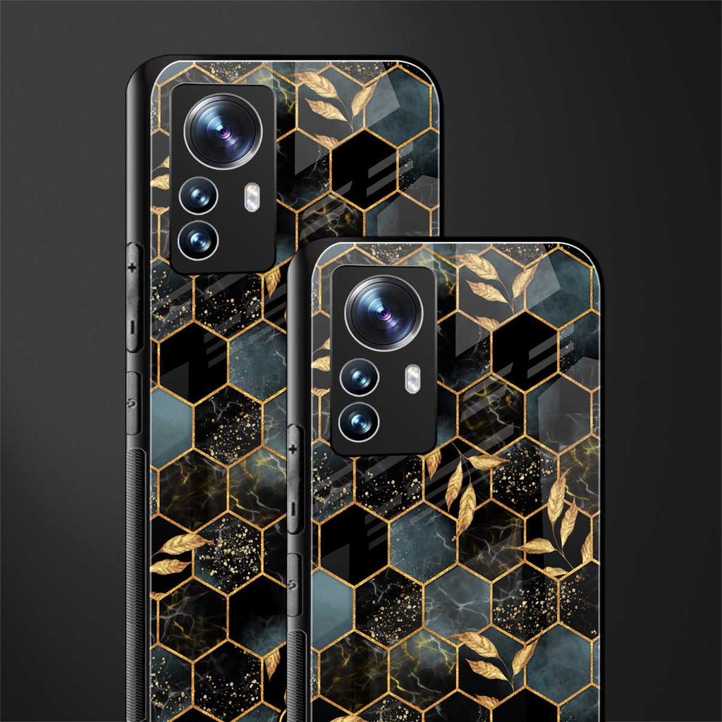 black blue tile marble back phone cover | glass case for xiaomi 12 pro